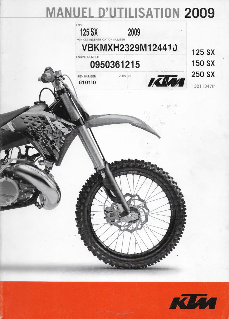 Manuel d'utilisation KTM 125/150/250 SX  2009 3211347en 