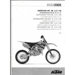 KTM 85 SX 2005 (Additif au manuel utilisation 2005)