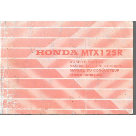 HONDA MTX 125 R de 1984 (manuel utilisateur 10 / 1983) 