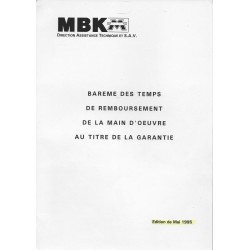 MBK Barème main d'oeuvre de mai 1995