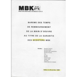 MBK Barème main d'oeuvre de novembre 1995