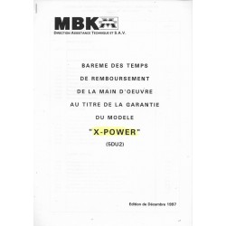 MBK X-POWER type 5DU2 (Barème main d'oeuvre 12 / 97)