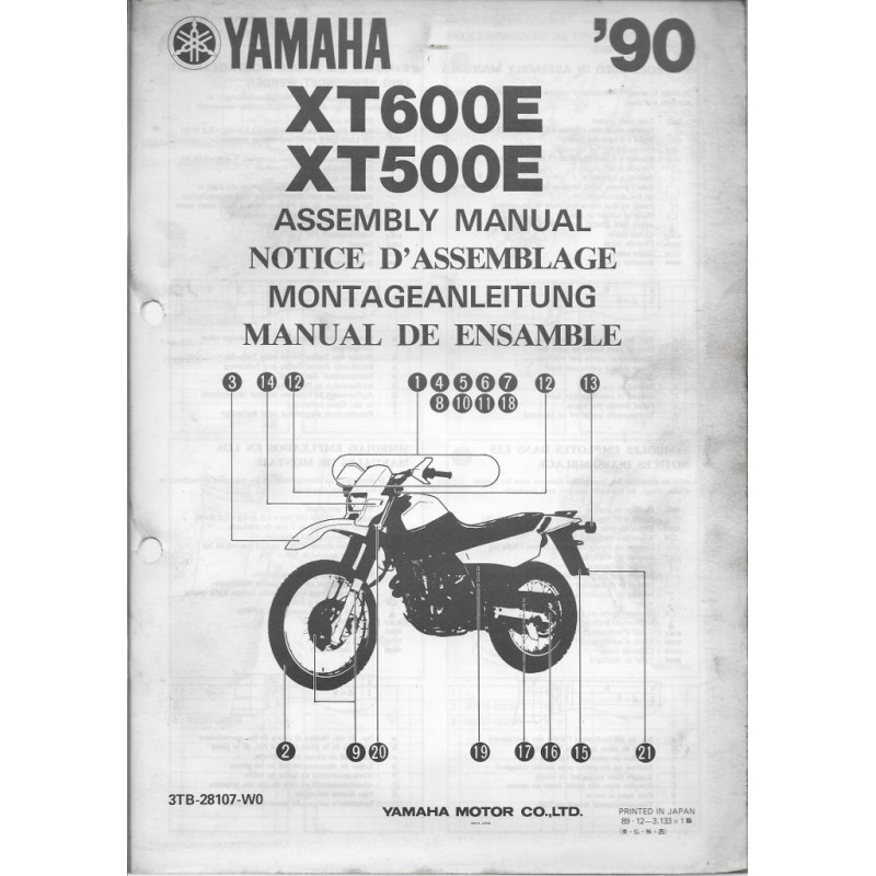 Yamaha Xt 600 E 1990 Assemblage 12 Type 3tb